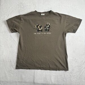 Y2K The Duck Company The Right To Arm Bears Parody Green Shirt Men's M Stains